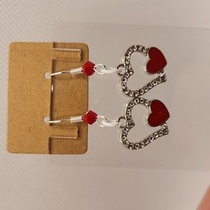 Rhinestone Heart in Heart Earrings